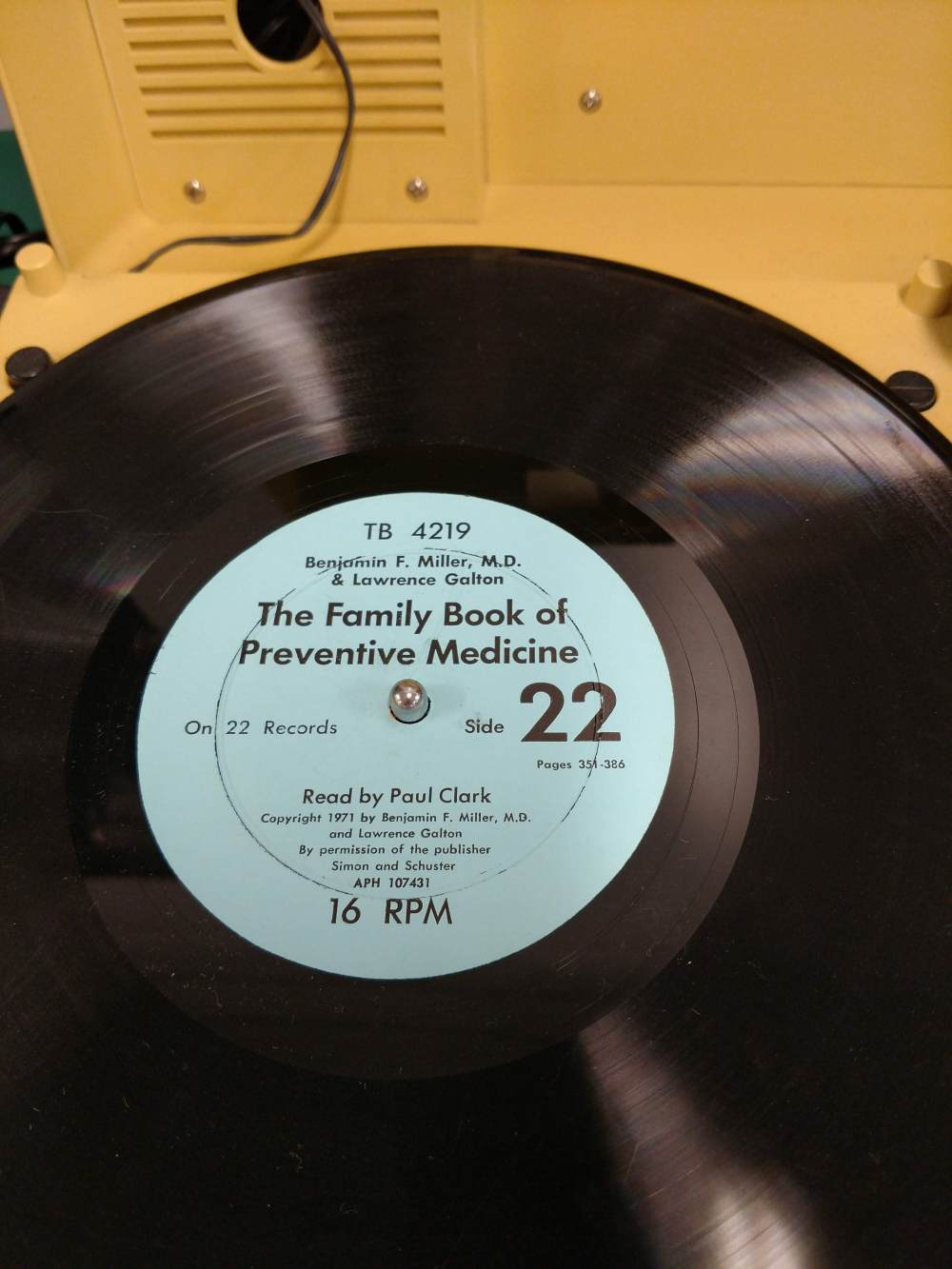 Talking Book Record, 16 rpm.